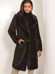 Lipsy Black Teddy Faux Fur Coat - Image 2 of 4