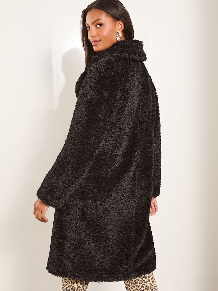 Lipsy Black Teddy Faux Fur Coat - Image 4 of 4