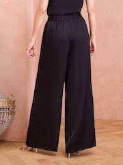 Love & Roses Black Satin Wide Leg Trousers - Image 4 of 4