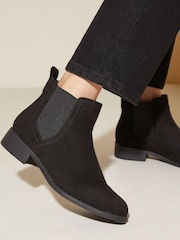 Friends Like These Black Standard fit Flat Faux Suede Chelsea Boots - Image 1 of 5