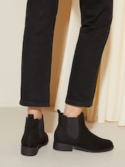 Friends Like These Black Standard fit Flat Faux Suede Chelsea Boots - Image 4 of 5