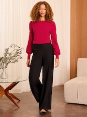 Love & Roses Red Fine Gauge Stitch Detail Jumper - Image 3 of 4