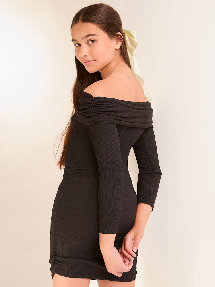 Lipsy Black Teen Bardot Long Sleeve Mini Dress (9-16yrs) - Image 5 of 5 Lipsy Black Teen Bardot Long Sleeve Mini Dress (9-16yrs) - Image 5 of 5