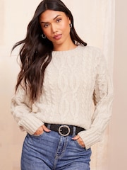 Friends Like These Grey Crew Neck Cable Jumper - Image 1 of 4