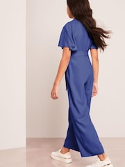 Lipsy Cobalt Blue Cut Out Flutter Sleeve Jumpsuit (5-16yrs) - Image 3 of 8