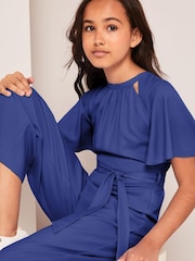 Lipsy Cobalt Blue Cut Out Flutter Sleeve Jumpsuit (5-16yrs) - Image 4 of 8