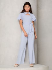 Lipsy Light Blue Cut-Out Flutter Sleeve Jumpsuit (5-16yrs) - Image 1 of 8