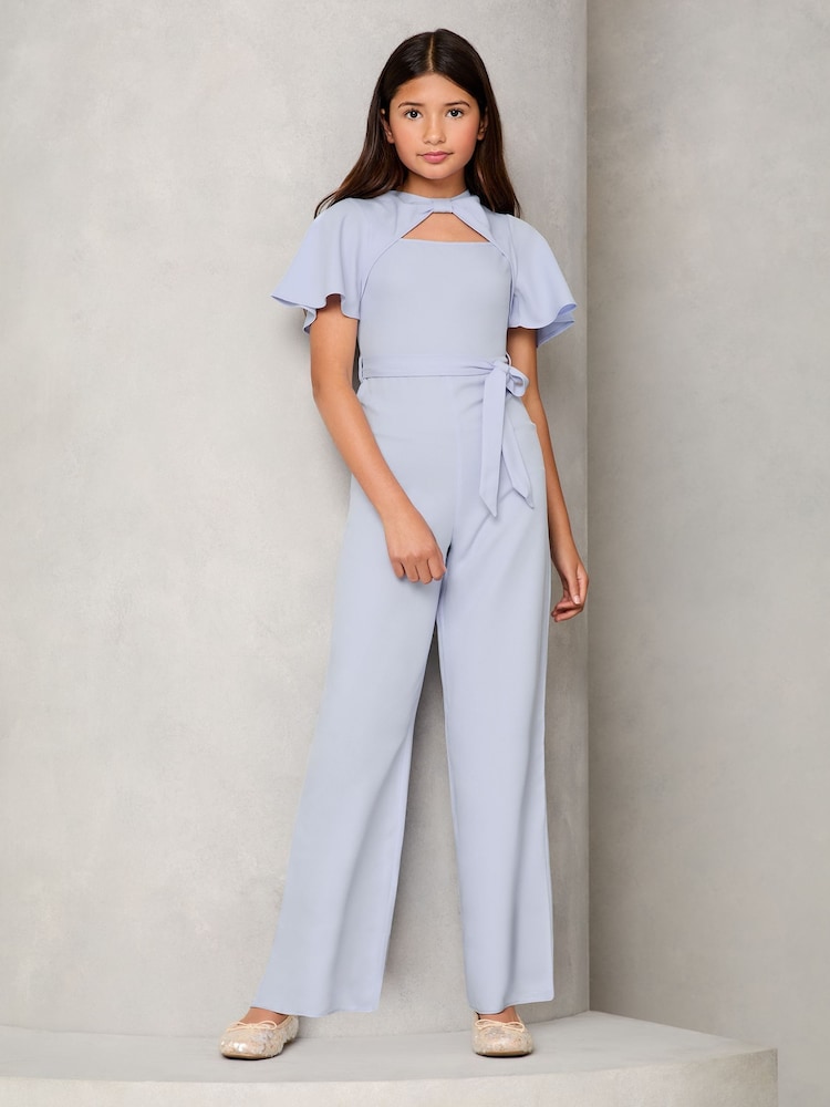Lipsy Light Blue Cut-Out Flutter Sleeve Jumpsuit (5-16yrs) - Image 1 of 8