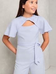 Lipsy Light Blue Cut-Out Flutter Sleeve Jumpsuit (5-16yrs) - Image 3 of 8