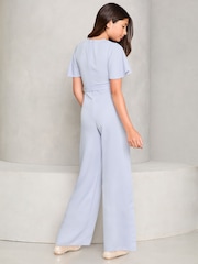 Lipsy Light Blue Cut-Out Flutter Sleeve Jumpsuit (5-16yrs) - Image 7 of 8
