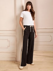 Love & Roses Black and Camel Side Stripe Petite Elasticated Waist Wide Leg Tailored Trousers - Image 3 of 4