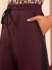 Love & Roses Burgundy Red Elasticated Waist Wide Leg Tailored Trousers - Image 2 of 4
