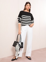 Friends Like These Black Slash Neck Pointelle Jumper - Image 2 of 4