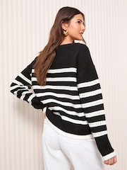 Friends Like These Black Slash Neck Pointelle Jumper - Image 4 of 4