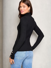 Lipsy Black Ribbed Roll Neck Knit Jumper - Image 4 of 4