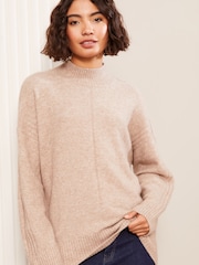 Neutro - Friends Like These Alto Neck Curved Hem Jumper - Imagen 1 de 4