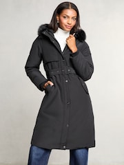 Lipsy Black Shower Resistant Premium Padded Longline Coat - Image 1 of 5