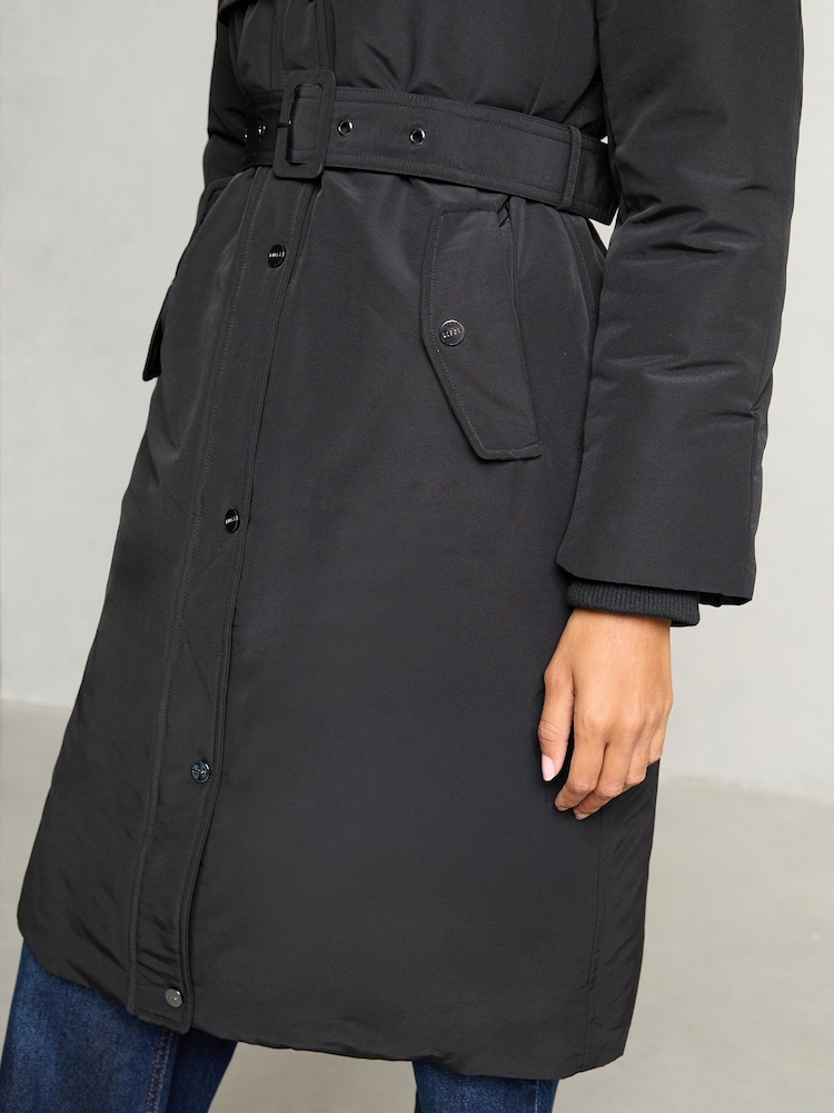 Lipsy Black Shower Resistant Premium Padded Longline Coat - Image 2 of 5