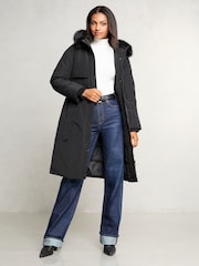 Lipsy Black Shower Resistant Premium Padded Longline Coat - Image 3 of 5