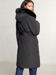 Lipsy Black Shower Resistant Premium Padded Longline Coat - Image 5 of 5
