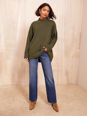 Verde - Friends Like These Alto Neck Curved Hem Jumper - Imagen 2 de 4