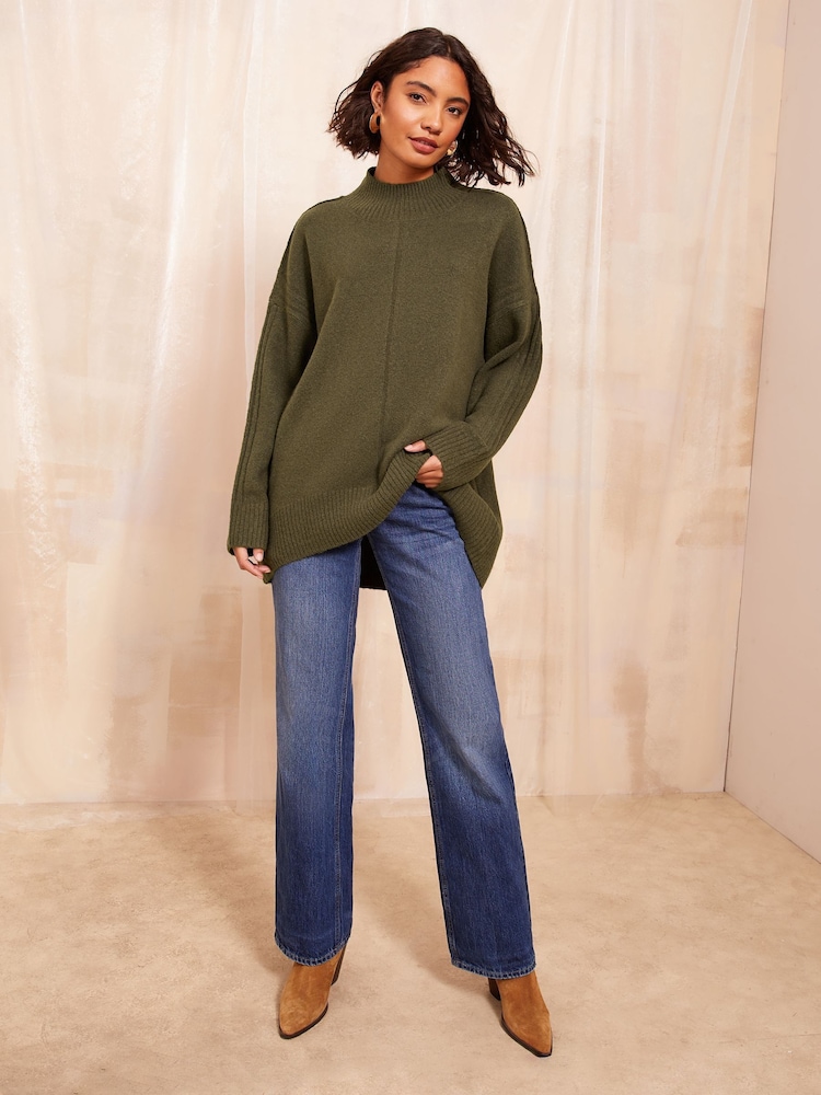 Verde - Friends Like These Alto Neck Curved Hem Jumper - Imagen 2 de 4 Verde - Friends Like These Alto Neck Curved Hem Jumper - Imagen 2 de 4