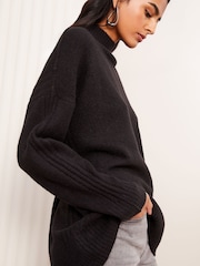 Negro - Friends Like These Alto Neck Curved Hem Jumper - Imagen 2 de 4