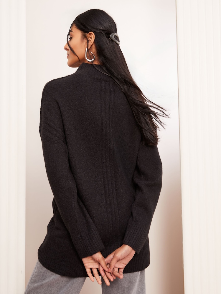 Negro - Friends Like These Alto Neck Curved Hem Jumper - Imagen 4 de 4