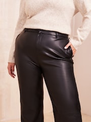 Friends Like These Black Curve Faux Leather Trousers - Image 3 of 4
