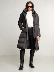 Lipsy Black Funnel Double Layer Belted Longline Coat - Image 5 of 5