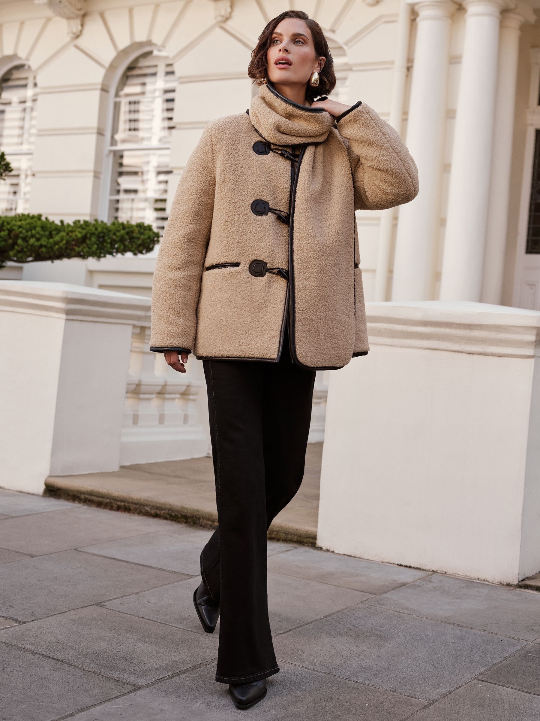 Buy Love & Roses Cream Borg Duffle Scarf Coat from the Next UK