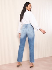 Синий, необработанные края   - Friends Like These Comfort Stretch Straight Leg Jeans - Image 5 of 5