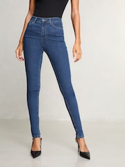 Lavado azul medio - Lipsy Alto Waist Sculpt Slim and Shape Skinny Jeans - Imagen 4 de 9