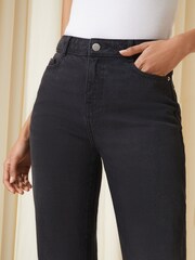 Friends Like These Washed Black Petite Authentic Denim Straight Leg Jeans - Image 2 of 4