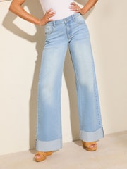 Friends Like These Bleach Denim Turn Up Hem Jeans - Image 2 of 5