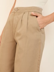Friends Like These Camel Wide Leg Pleat Front Chino Trousers - Image 2 of 4