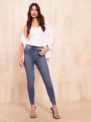 Friends Like These Mid Blue Elasticated Waist Denim Jeggings - Image 2 of 4