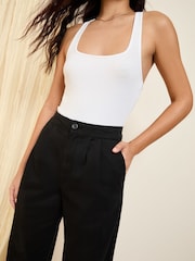 Friends Like These Black Wide Leg Pleat Front Chino Trousers - Image 3 of 4