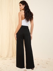 Friends Like These Black Wide Leg Pleat Front Chino Trousers - Image 4 of 4