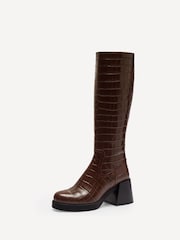COACH Brown Natasha Embossed Croc Boots - Image 3 of 6