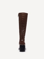 COACH Brown Natasha Embossed Croc Boots - Image 4 of 6