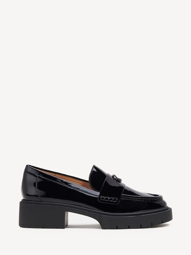 COACH Black Leah Patent Leather Loafers - Image 1 of 6