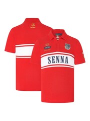 Fanatics Red F1 Ayrton Senna Legacy Patchwork Polo Shirt - Image 1 of 3