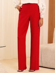Love & Roses Red High Waist Wide Leg Tailored Trousers - Image 1 of 4