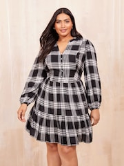 Friends Like These Black/White Midi Check Smock Dress - Image 1 of 5
