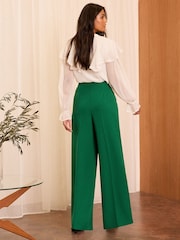 Love & Roses Green Military Button Wide Leg Tailored Trousers - Image 4 of 4