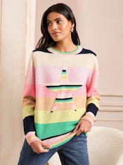 Love & Roses Rainbow Stripe Star Jumper - Image 3 of 4