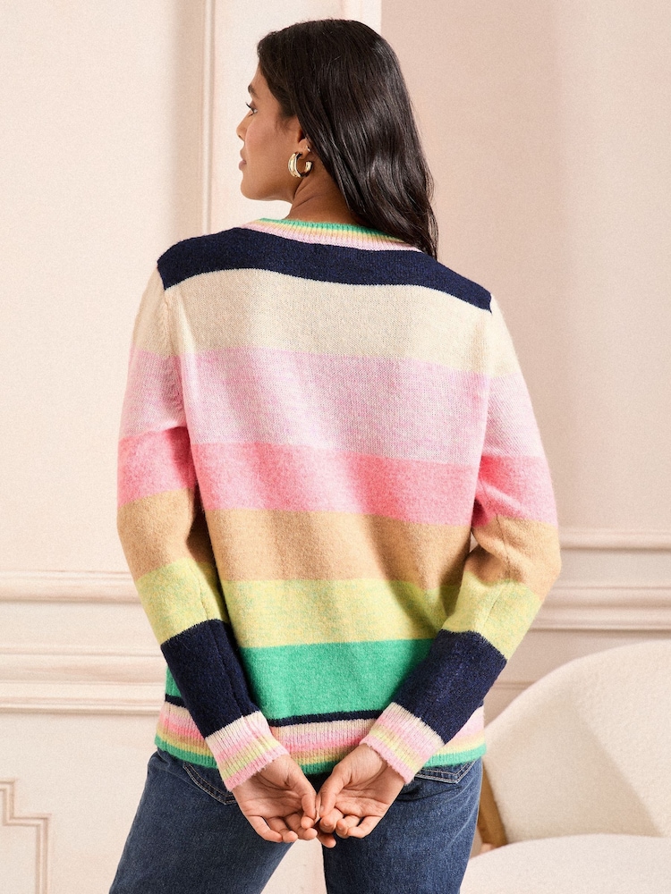 Love & Roses Rainbow Stripe Star Jumper - Image 4 of 4