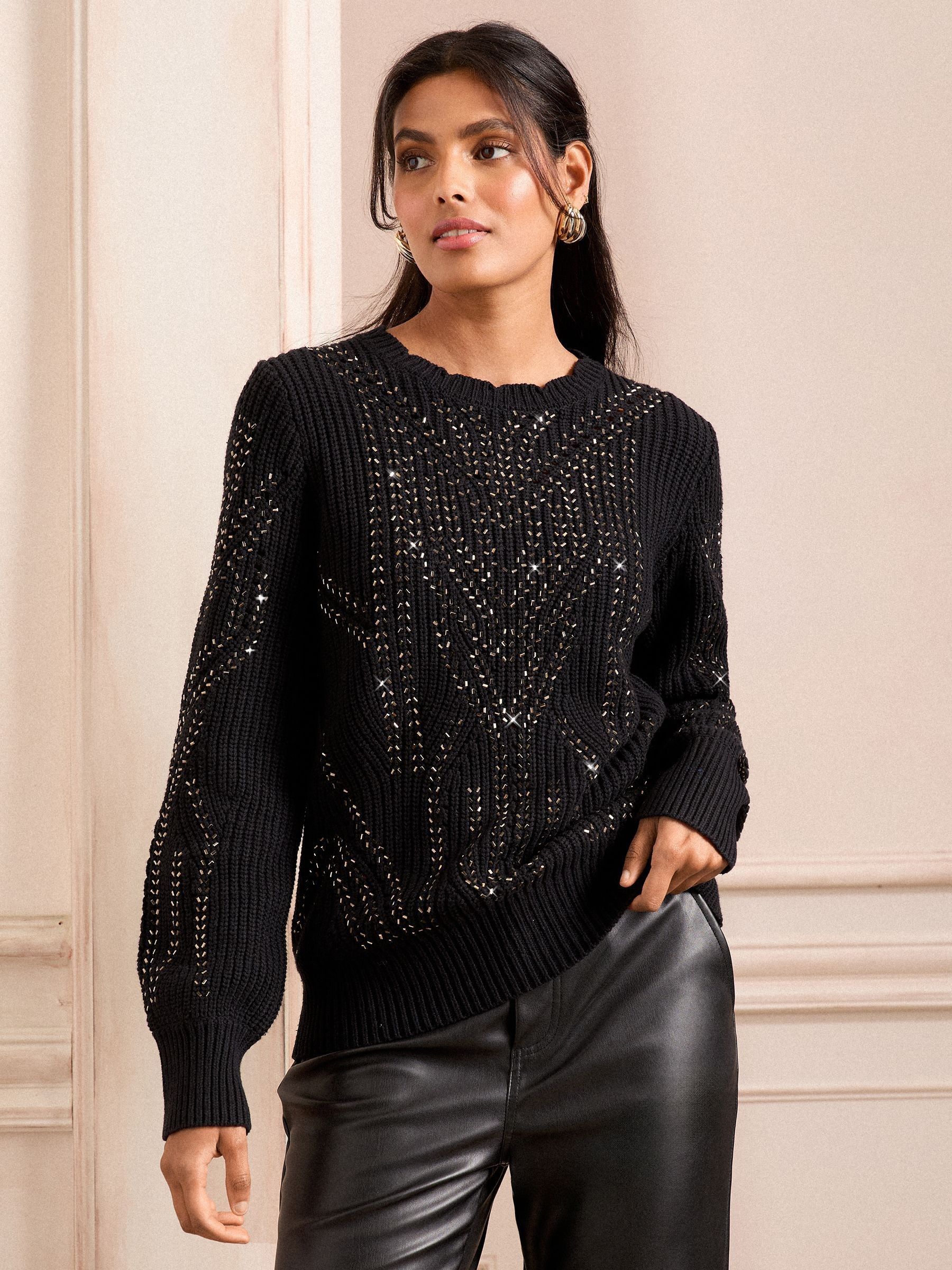 Buy Love & Roses Black Christmas Hotfix Jumper from the Next UK