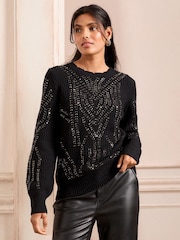 Love & Roses Black Hotfix Jumper - Image 1 of 4